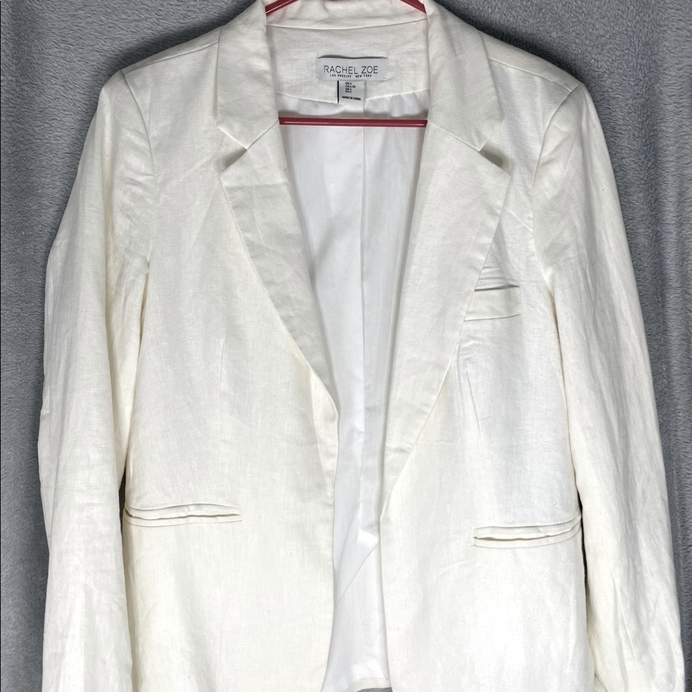 Rachel Zoe Jackets & Coats | Rachel Zoe White Linen Open Blazer